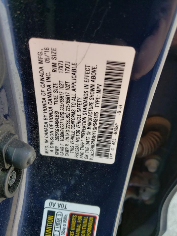 Photo 10 from auction – 2016 HONDA CR-V SE with VIN 2HKRM3H41GH548185