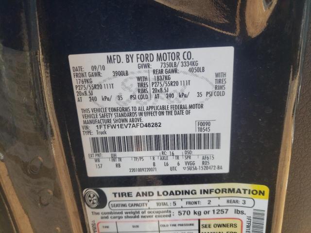 Photo 10 from auction – 2010 FORD F150 SUPER with VIN 1FTFW1EV7AFD48282