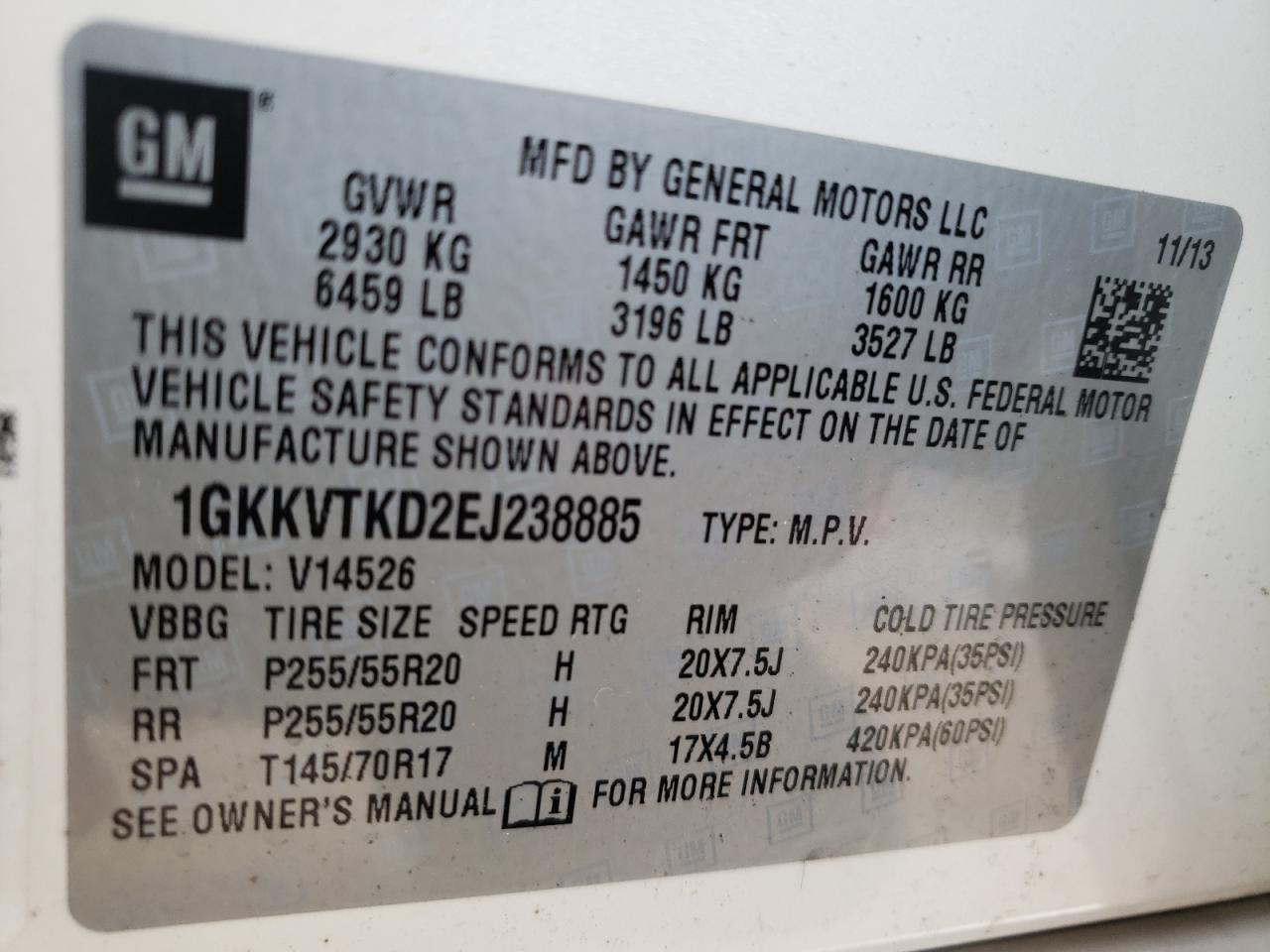 Photo 10 from auction – 2014 GMC ACADIA DEN with VIN 1GKKVTKD2EJ238885