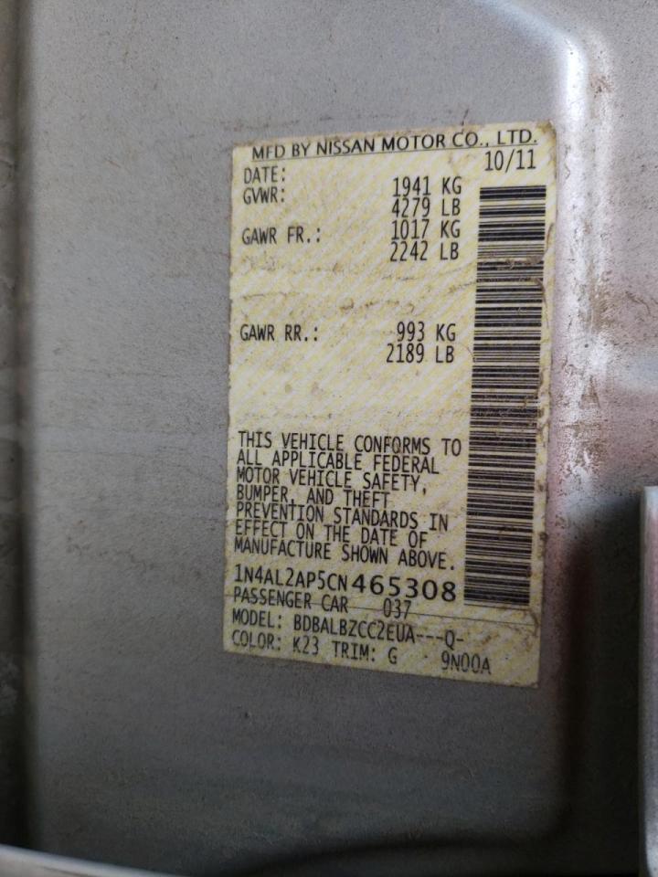 Photo 10 from auction – 2012 NISSAN ALTIMA BAS with VIN 1N4AL2AP5CN465308