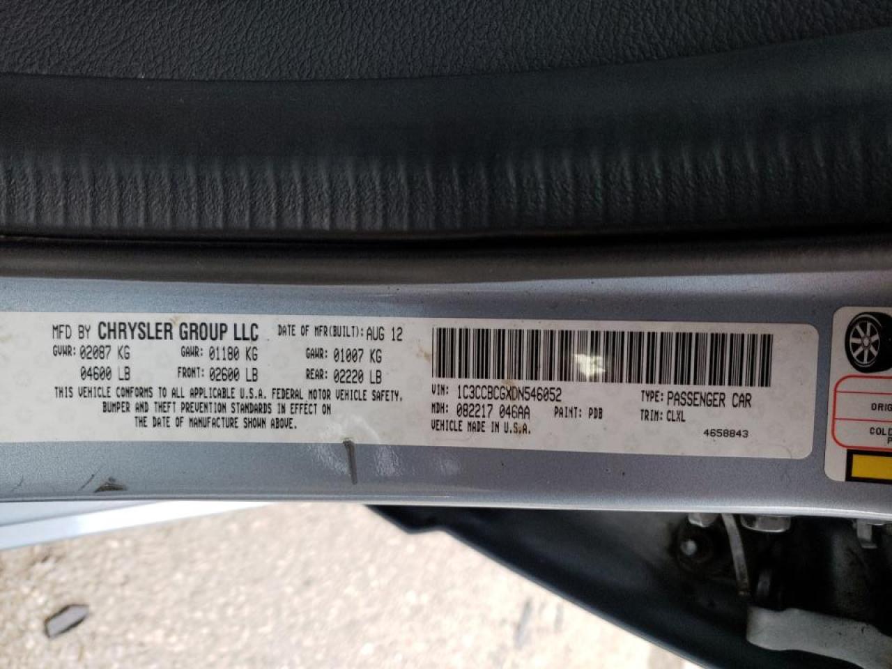 Photo 10 from auction – 2013 CHRYSLER 200 LIMITE with VIN 1C3CCBCGXDN546052