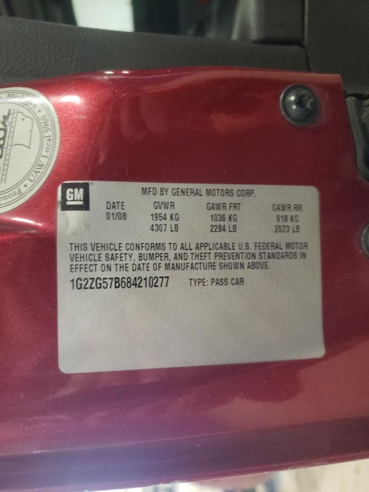 Photo 10 from auction – 2008 PONTIAC G6 BASE with VIN 1G2ZG57B684210277