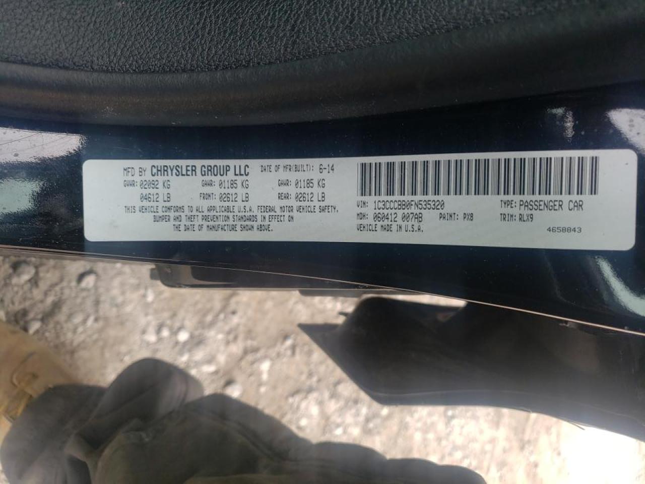 Photo 10 from auction – 2015 CHRYSLER 200 S with VIN 1C3CCCBB0FN535320