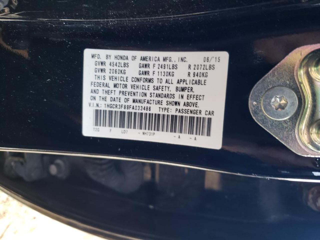Photo 10 from auction – 2015 HONDA ACCORD EXL with VIN 1HGCR3F89FA033486