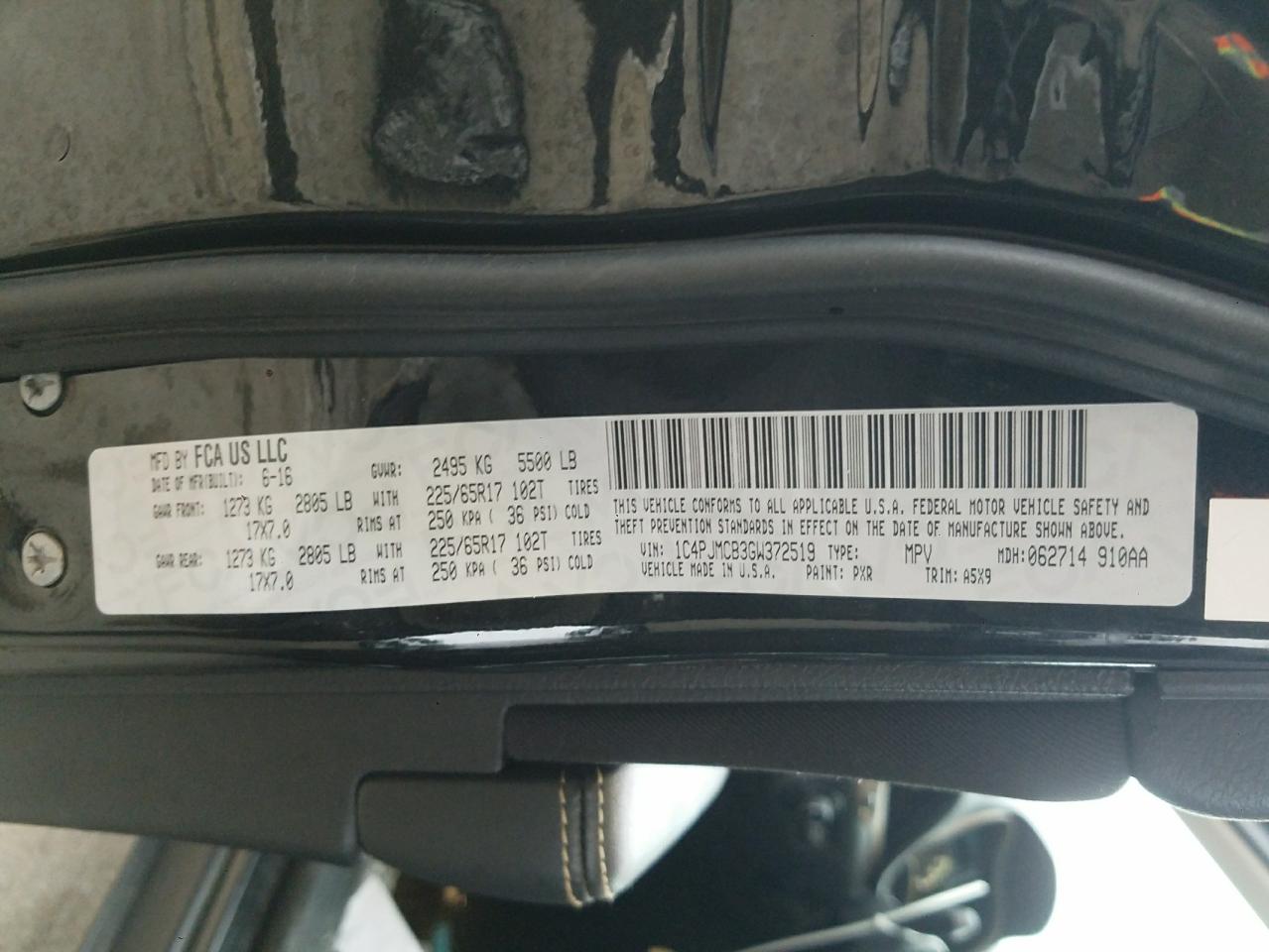 Photo 10 from auction – 2016 JEEP CHEROKEE L with VIN 1C4PJMCB3GW372519