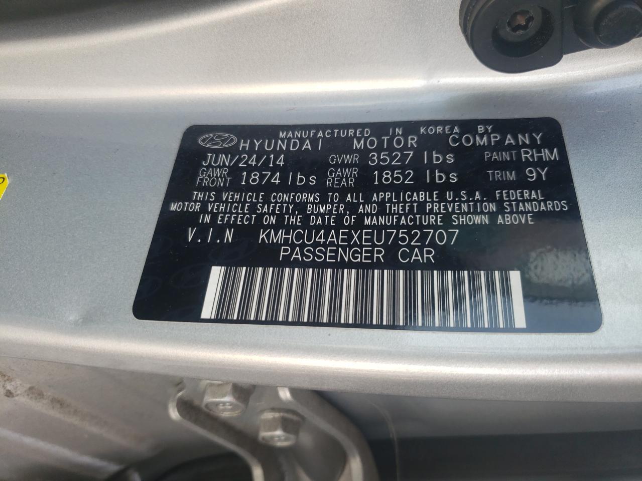 Photo 10 from auction – 2014 HYUNDAI ACCENT GLS with VIN KMHCU4AEXEU752707