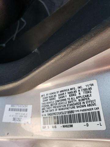 Photo 10 from auction – 2005 HONDA CIVIC EX with VIN 1HGEM229X5L019986