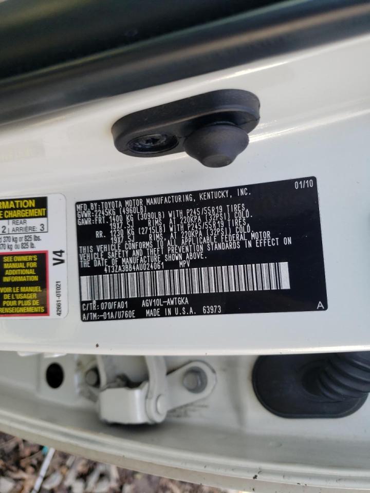 Photo 10 from auction – 2010 TOYOTA VENZA with VIN 4T3ZA3BB4AU024061