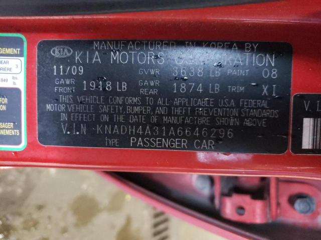 صورة رقم 10 من المزاد - 2010 KIA RIO LX مع VIN KNADH4A31A6646296