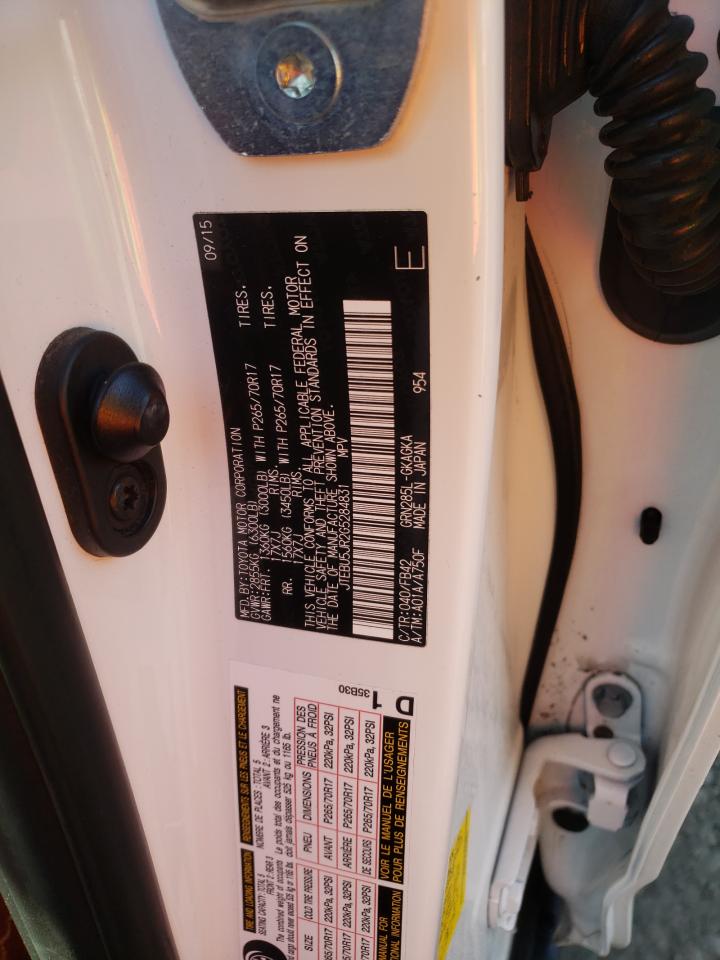 Photo 10 from auction – 2016 TOYOTA 4RUNNER SR with VIN JTEBU5JR2G5284831
