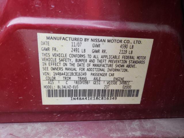 Foto 10 de la subasta – 2008 NISSAN MAXIMA SE con VIN 1N4BA41E18C816349