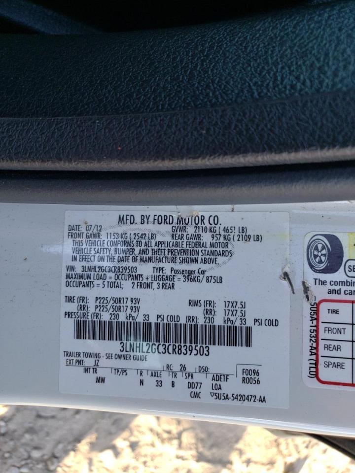 Photo 10 from auction – 2012 LINCOLN MKZ with VIN 3LNHL2GC3CR839503
