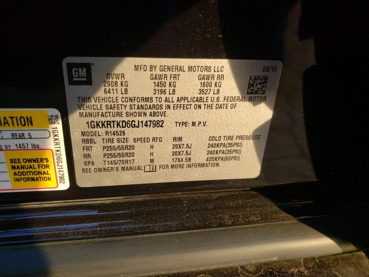 Photo 10 from auction – 2016 GMC ACADIA DEN with VIN 1GKKRTKD6GJ147982