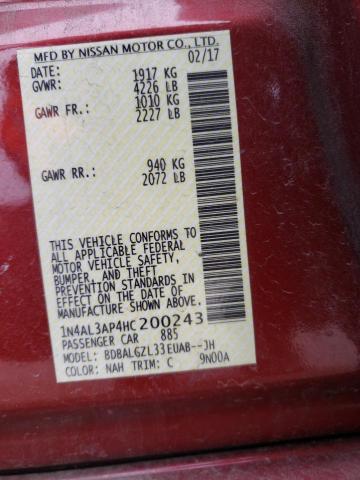 Photo 10 from auction – 2017 NISSAN ALTIMA 2.5 with VIN 1N4AL3AP4HC200243