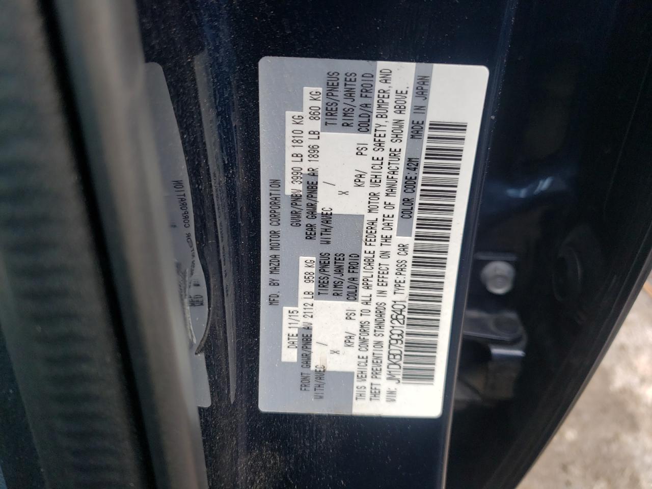 Photo 10 from auction – 2016 MAZDA CX-3 GRAND with VIN JM1DKBD79G0126401