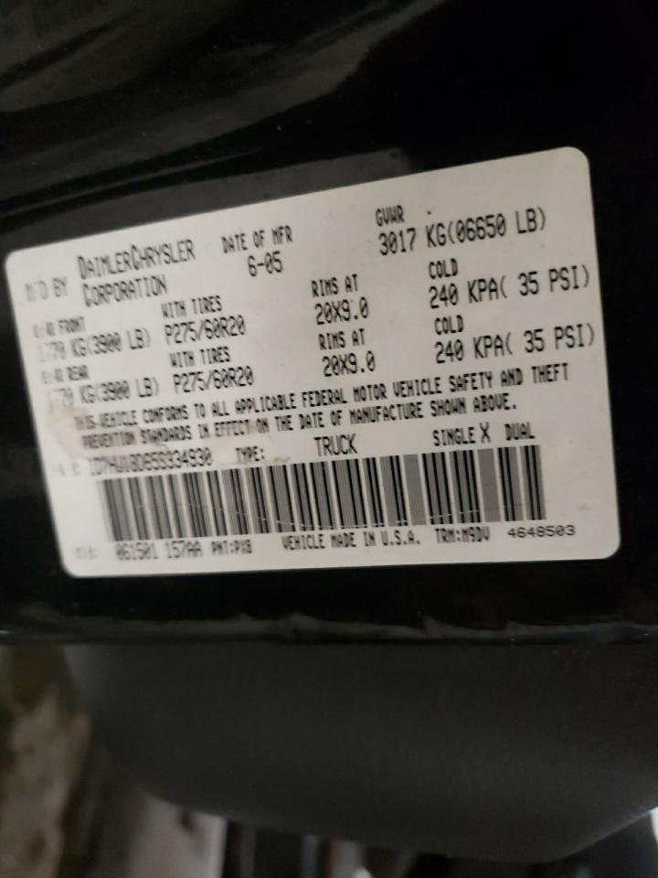 Photo 10 from auction – 2005 DODGE RAM 1500 S with VIN 1D7HU18D65S334930