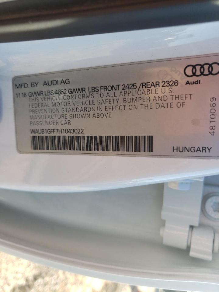Photo 10 from auction – 2017 AUDI S3 PREMIUM with VIN WAUB1GFF7H1043022