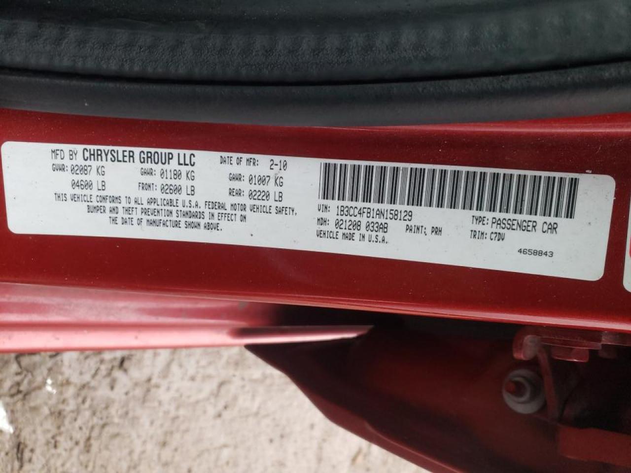 Photo 10 from auction – 2010 DODGE AVENGER SX with VIN 1B3CC4FB1AN158129