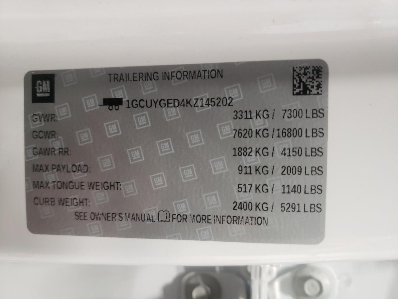 Photo 10 from auction – 2019 CHEVROLET SILVERADO with VIN 1GCUYGED4KZ145202