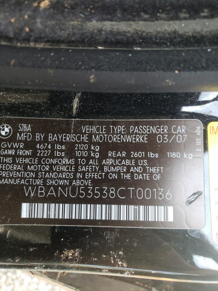Zdjęcie 10 z aukcji – 2008 BMW 528 I z VIN WBANU53538CT00136
