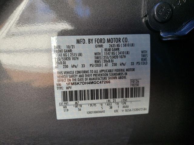 Photo 10 from auction – 2021 FORD EXPLORER X with VIN 1FMSK7DH4MGC47266