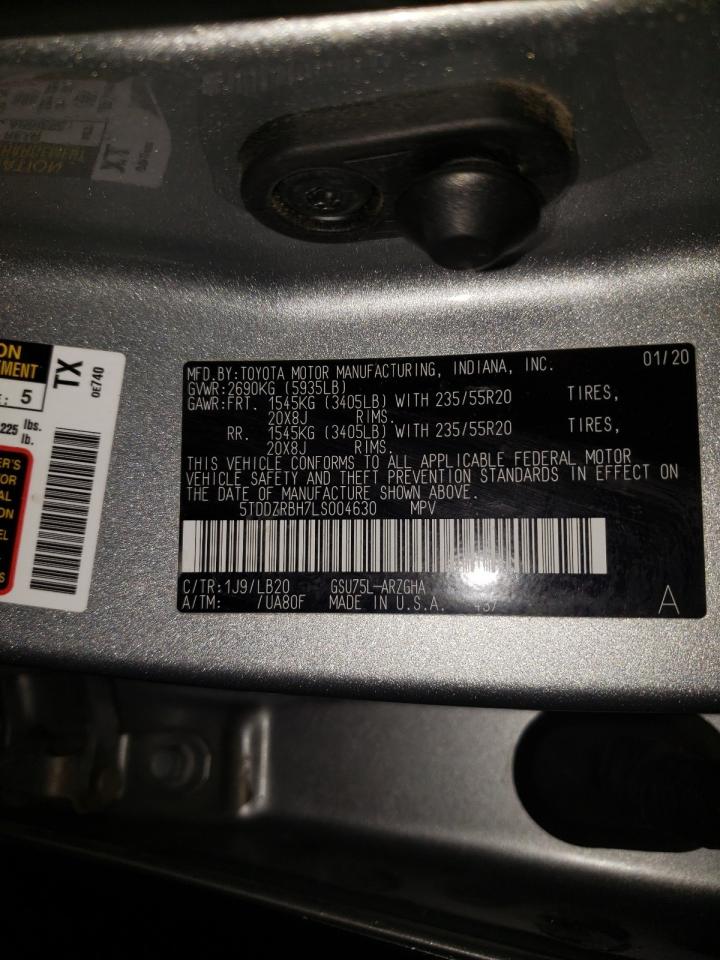 Photo 10 from auction – 2020 TOYOTA HIGHLANDER with VIN 5TDDZRBH7LS004630