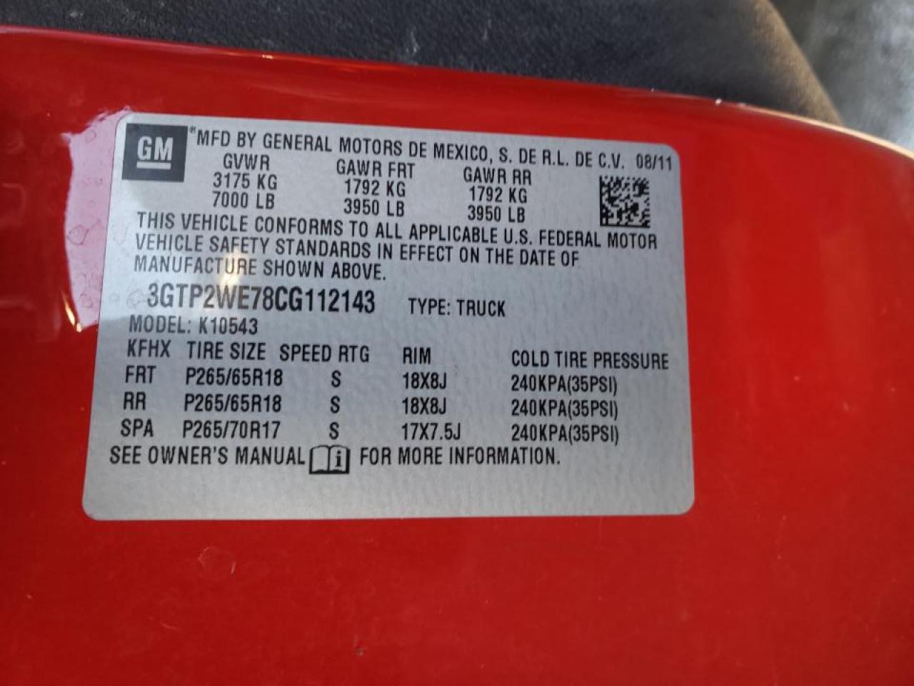 Photo 10 from auction – 2012 GMC SIERRA K15 with VIN 3GTP2WE78CG112143