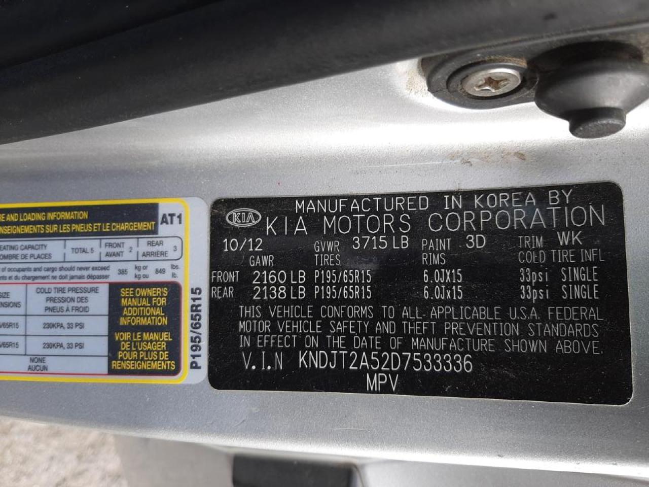 Photo 10 from auction – 2013 KIA SOUL with VIN KNDJT2A52D7533336