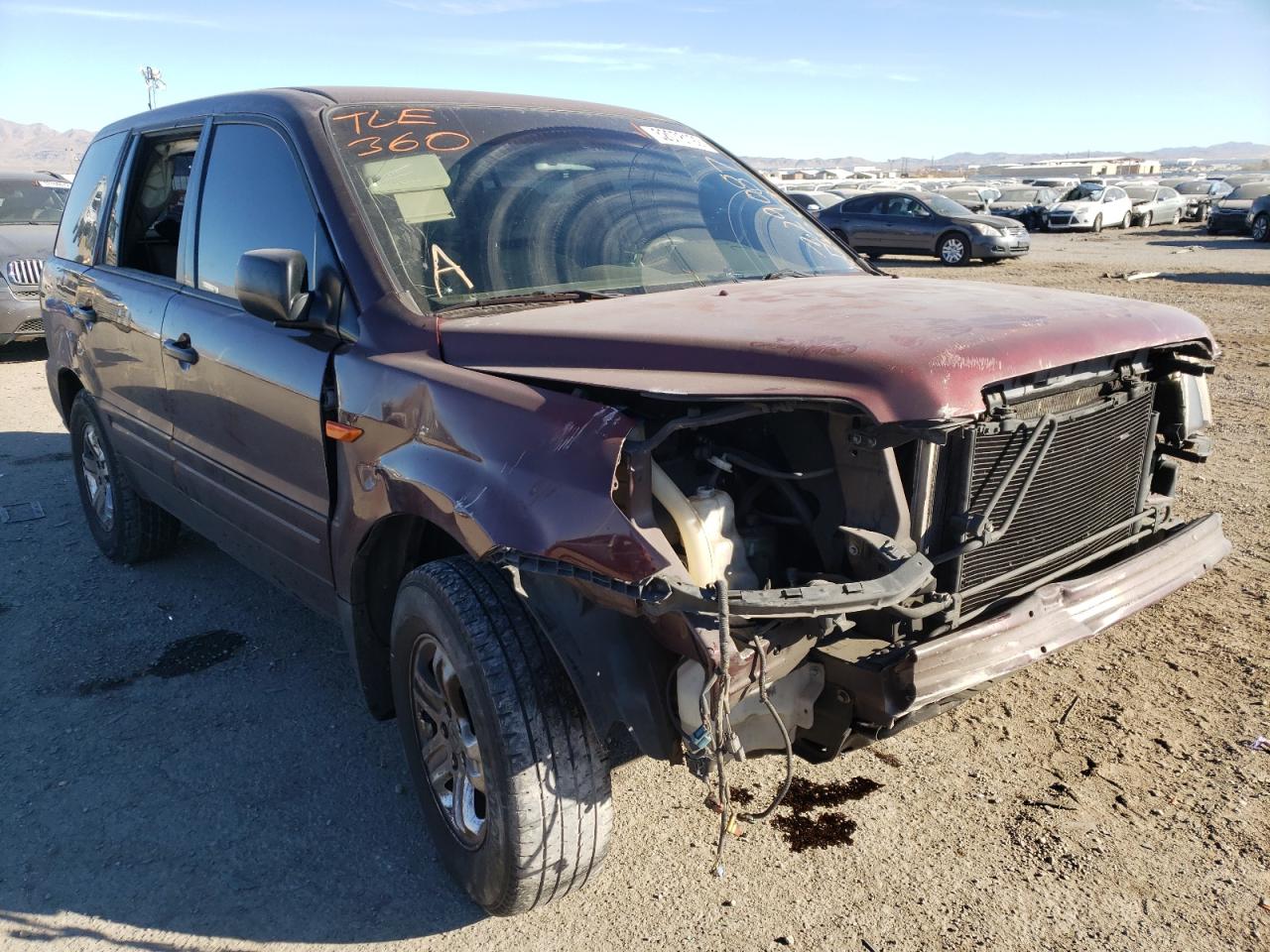 HONDA PILOT LX 2007 with VIN 2HKYF18137H537799 - Photo from auction