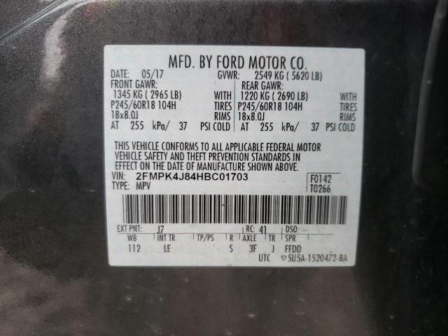 Photo 10 from auction – 2017 FORD EDGE SEL with VIN 2FMPK4J84HBC01703