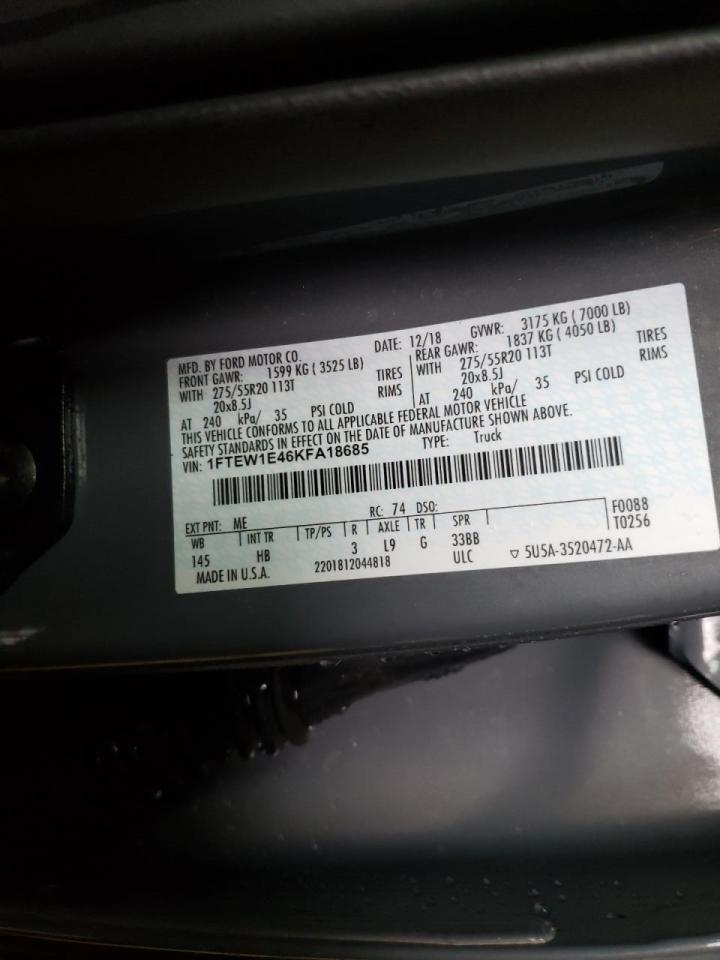 Photo 10 from auction – 2019 FORD F150 SUPER with VIN 1FTEW1E46KFA18685
