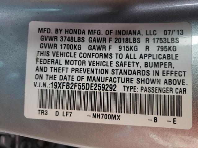 Photo 10 from auction – 2013 HONDA CIVIC LX with VIN 19XFB2F55DE259292