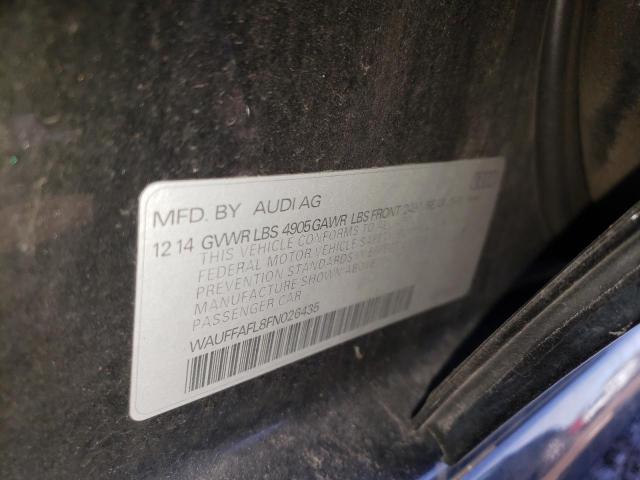 Photo 10 from auction – 2015 AUDI A4 PREMIUM with VIN WAUFFAFL8FN026435