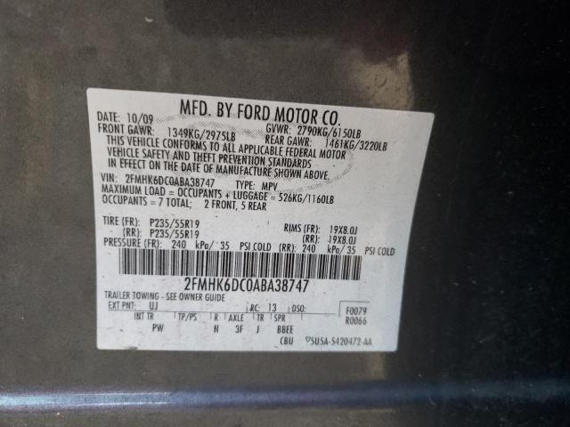 Photo 10 from auction – 2010 FORD FLEX LIMIT with VIN 2FMHK6DC0ABA38747