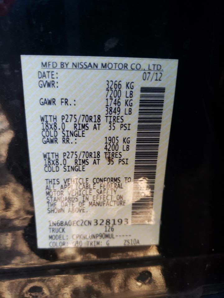 Photo 10 from auction – 2012 NISSAN TITAN with VIN 1N6BA0EC2CN328193