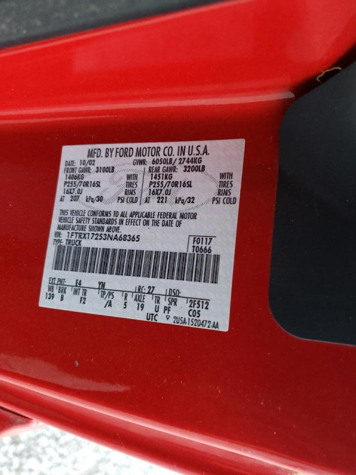 Photo 10 from auction – 2003 FORD F150 with VIN 1FTRX17253NA68365