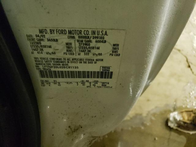 Photo 10 from auction – 2002 FORD F250 SUPER with VIN 1FTNF20L02EC81135
