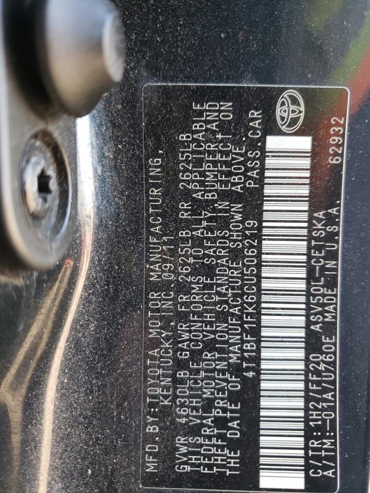 Photo 10 from auction – 2012 TOYOTA CAMRY BASE with VIN 4T1BF1FK6CU506219