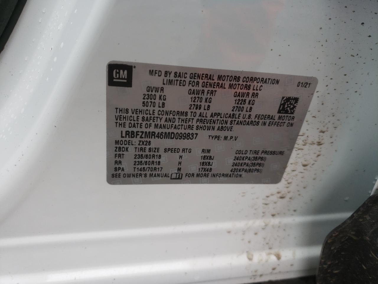 Photo 10 from auction – 2021 BUICK ENVISION P with VIN LRBFZMR46MD099837
