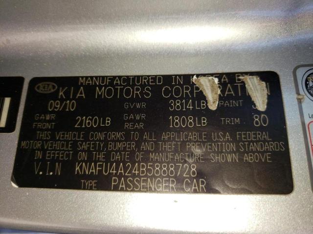 Photo 10 from auction – 2011 KIA FORTE EX with VIN KNAFU4A24B5888728