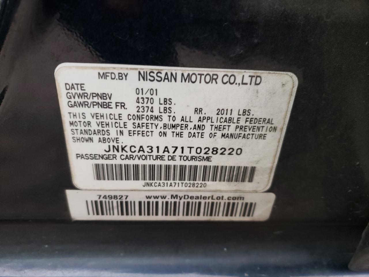 Photo 10 from auction – 2001 INFINITI I30 with VIN JNKCA31A71T028220