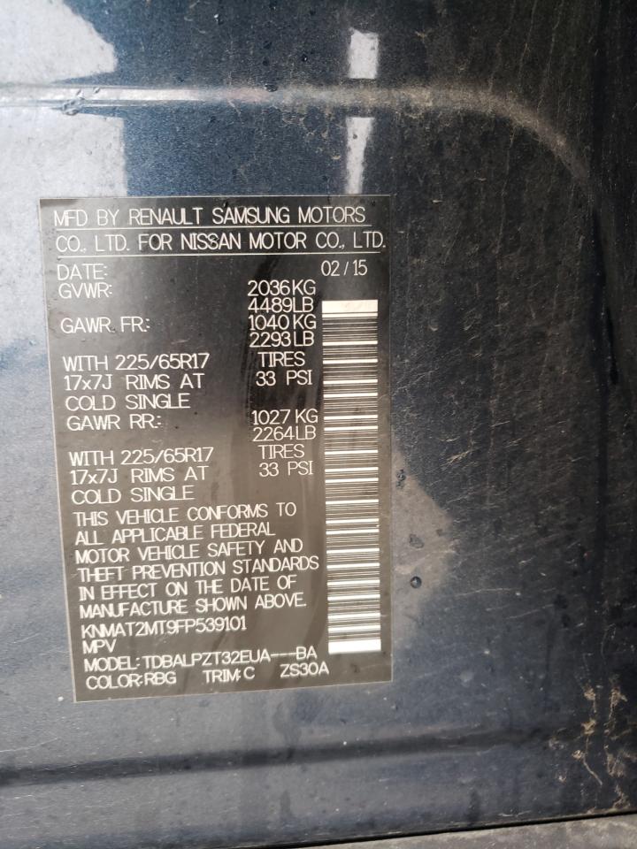 Photo 10 from auction – 2015 NISSAN ROGUE S with VIN KNMAT2MT9FP539101