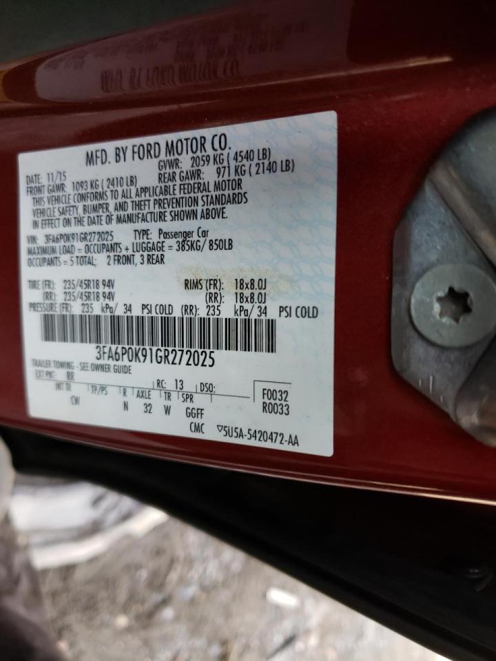 Photo 10 from auction – 2016 FORD FUSION TIT with VIN 3FA6P0K91GR272025