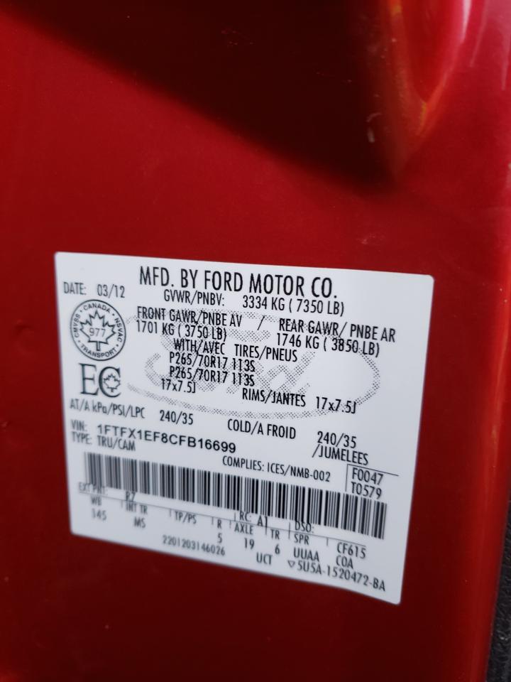 Photo 10 from auction – 2012 FORD F150 SUPER with VIN 1FTFX1EF8CFB16699