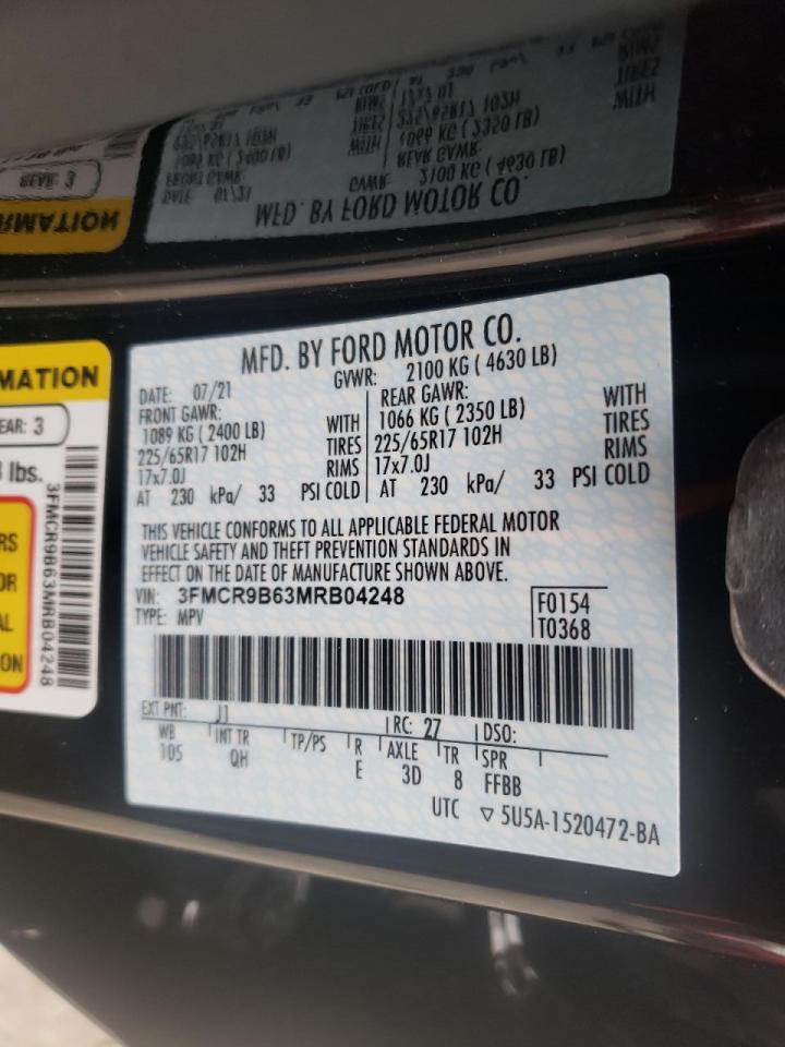 Photo 10 from auction – 2021 FORD BRONCO SPO with VIN 3FMCR9B63MRB04248
