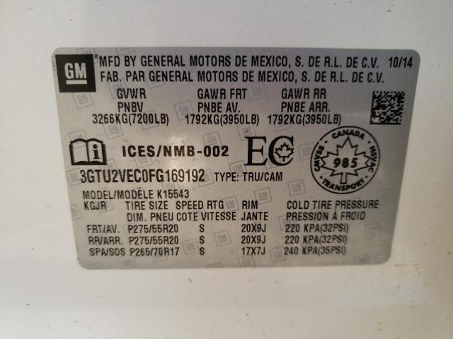 Photo 10 from auction – 2015 GMC SIERRA K15 with VIN 3GTU2VEC0FG169192