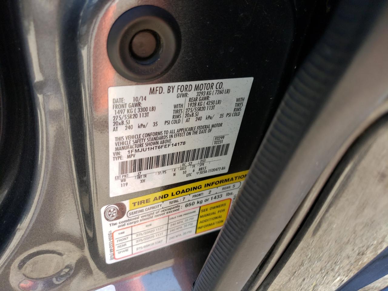 Photo 10 from auction – 2015 FORD EXPEDITION with VIN 1FMJU1HT6FEF14178