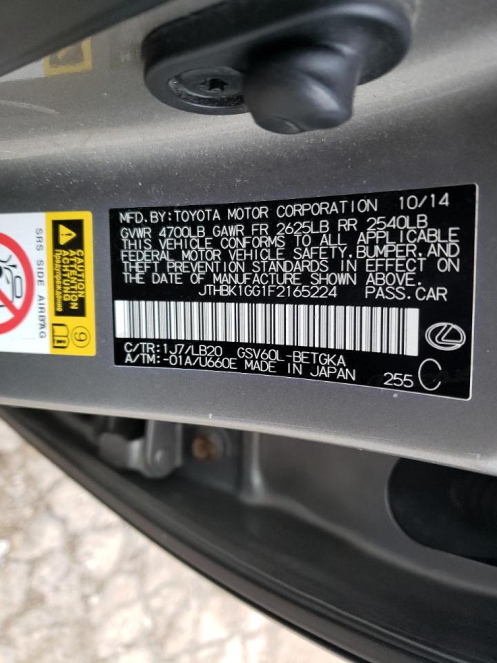 Photo 10 from auction – 2015 LEXUS ES 350 with VIN JTHBK1GG1F2165224