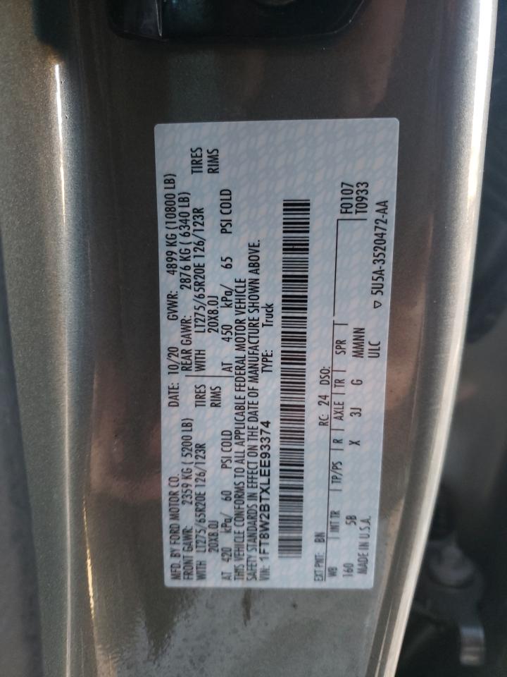 Photo 10 from auction – 2020 FORD F250 SUPER with VIN 1FT8W2BTXLEE93374