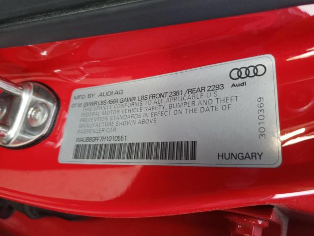 Photo 10 from auction – 2017 AUDI A3 PREMIUM with VIN WAUB8GFF7H1010551